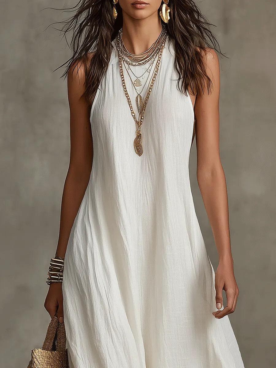 Airy Bohemian Sleeveless Flowy Maxi Dress