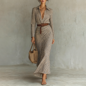 Women's Western Vintage Plaid Dress