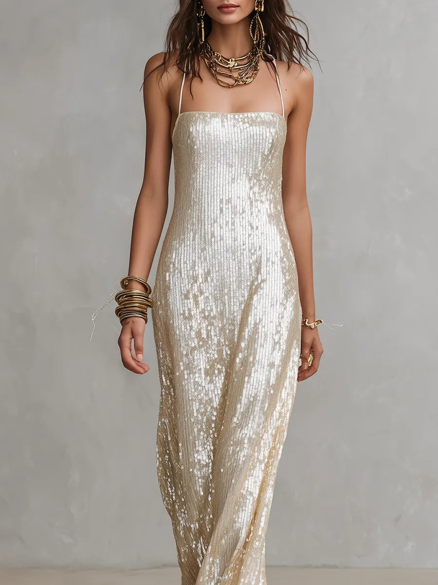 Bohemian Champagne Sequin Dress