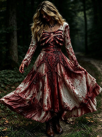 Halloween-themed Printed Dress For Women