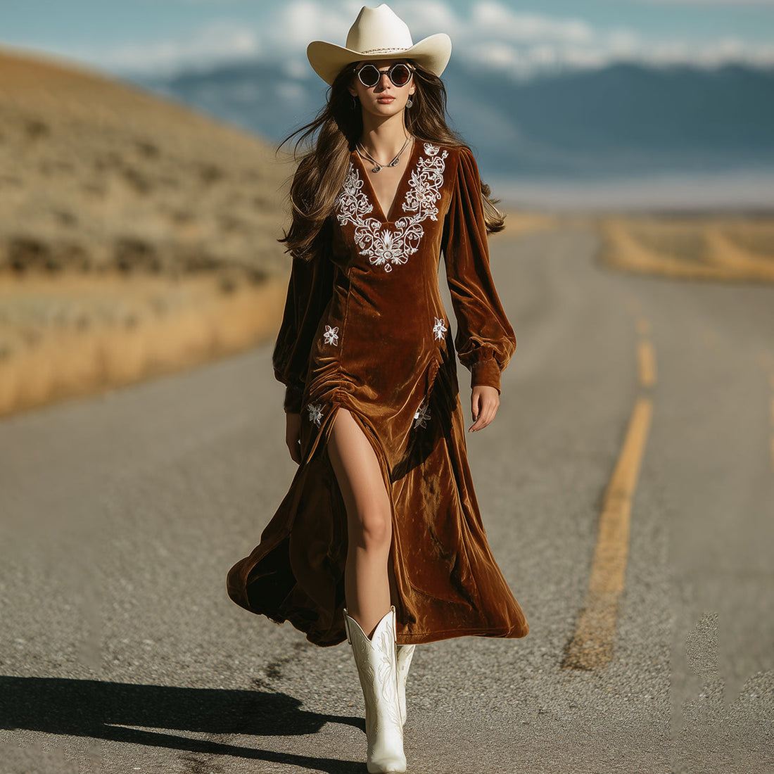 Autumn And Retro Winter Outdoor Design Dress