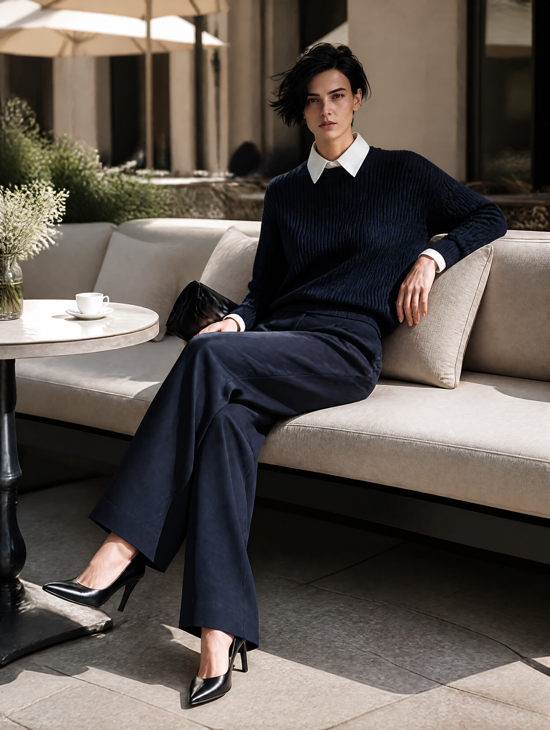 Women's Faux-Layered Knit Top & Trouser Set MDZ0292I2ZRK