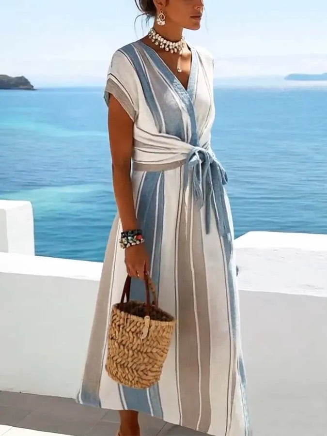 Women'S Loose Striped Print Dress