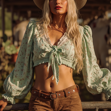 Women's Bohemian Elegance: Floral Crop Top